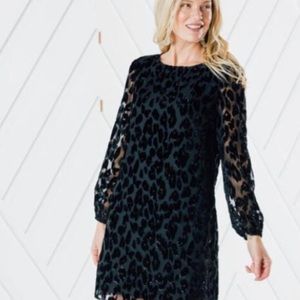 New Sail to Sable Black Leopard Jacquard Dress
